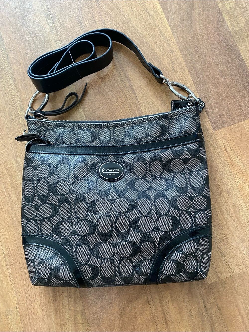 Coach Black and Gray Signature Crossbody Bag